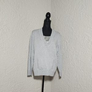 Zenergy Women's Gray V-Neck Sweater